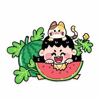 吃瓜卡通女图片,卡通女吃瓜图鉴